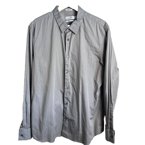 Calvin Klein Men's 100% Cotton Dress Shirt Slim Fit Poplin Solid French-Cuff  | eBay
