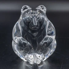 CHIP- DAMAGE - Steuben Glass Crystal #5521 Bear Hand Cooler Paperweight Figurine
