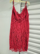 Fashion Nova Red Floral Lace Bodycon Dress 1x