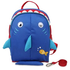 Kids Insulated Toddler Backpack with Leash Safety Harness Lunch Bag Navy Shark