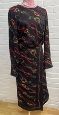 & Other Stories Dress 42 UK 14 Black Chain Print Black Midi Formal Long Sleeve
