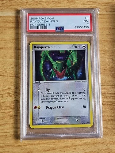 2006 POKEMON POP SER 1 #3 RAYQUAZA-HOLO PSA 7