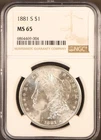 1881-S $1 Morgan Silver Dollar ~ NGC MS65 - Nice Coin