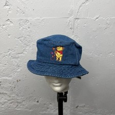 NWT 90  s Vintage Winnie the Pooh Denim Bucket Hat Disney Embroidered Pooh Bear