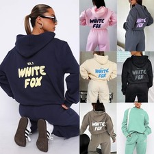 Women Tracksuit Set White BoutiqueFox Outfit Hoodie Sports Party Fleece Gifts