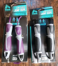 Lot Of 2 RBX Contoured Ergonomic Grip Jump Rope Black 110 Inch Cardio Strength