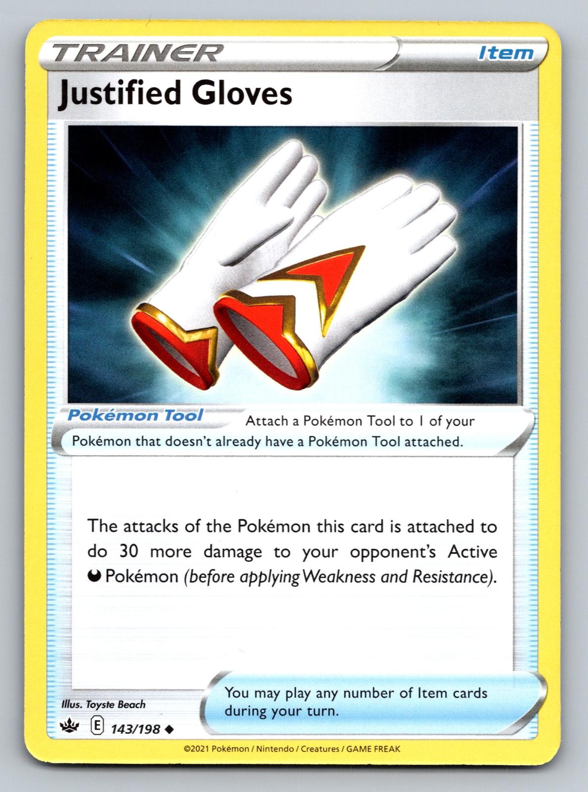 Justified Gloves 143/198 Uncommon Chilling Reign Pokemon Near Mint