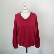 EWM 100% Cashmere Jumper Pink V Neck Ladies Size Large Womens Sweatshirt Sweater