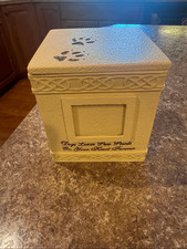 Dog Memorial Urn Box Paw Print dog Keepsake Pet Ashes Holder w Photo Frame Beige