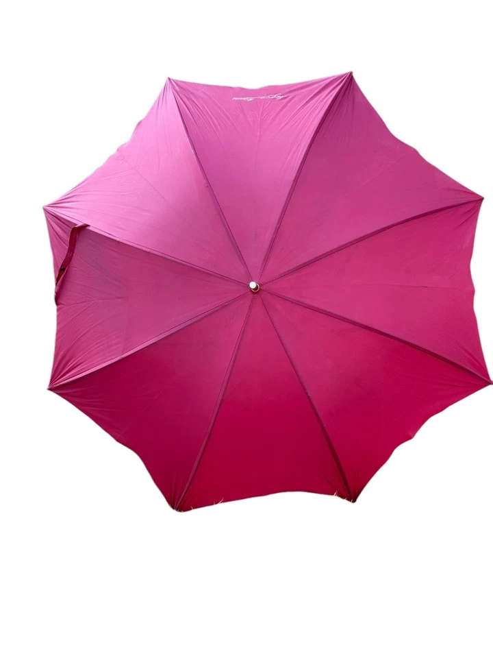 De Colección ETIENNE AIGNER Paraguas Borgoña Logotipo Firma 100% Mango Madera Italia Foto 3 de 4