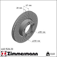 Zimmermann 460.1526.20 Bremsscheibe FüR Porsche 911 Boxster Cayman 987 986 996