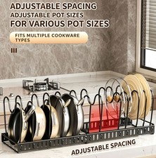 Expandable Pot Pan Lid Organizer Rack Adjustable Kitchen Cabinet Storage Holder
