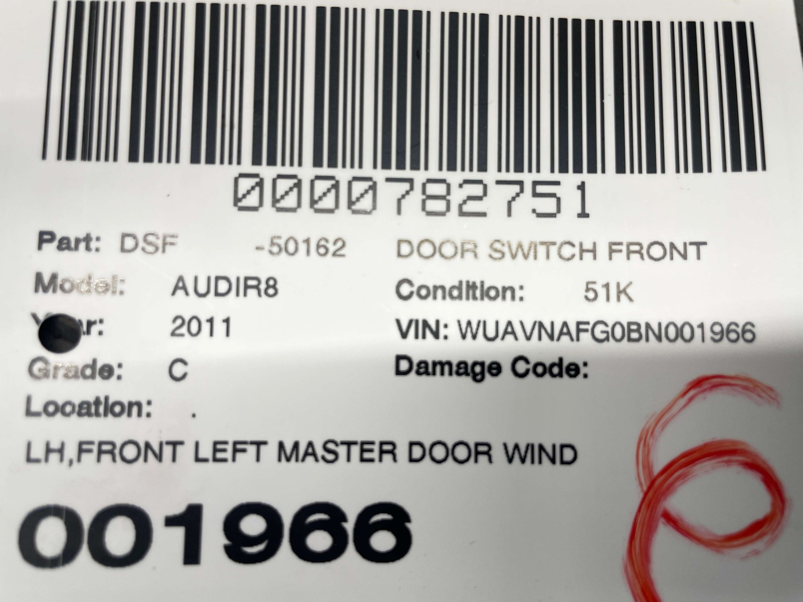 Audi R8 2008-2013 Front Left Switch panel P/N 423867101