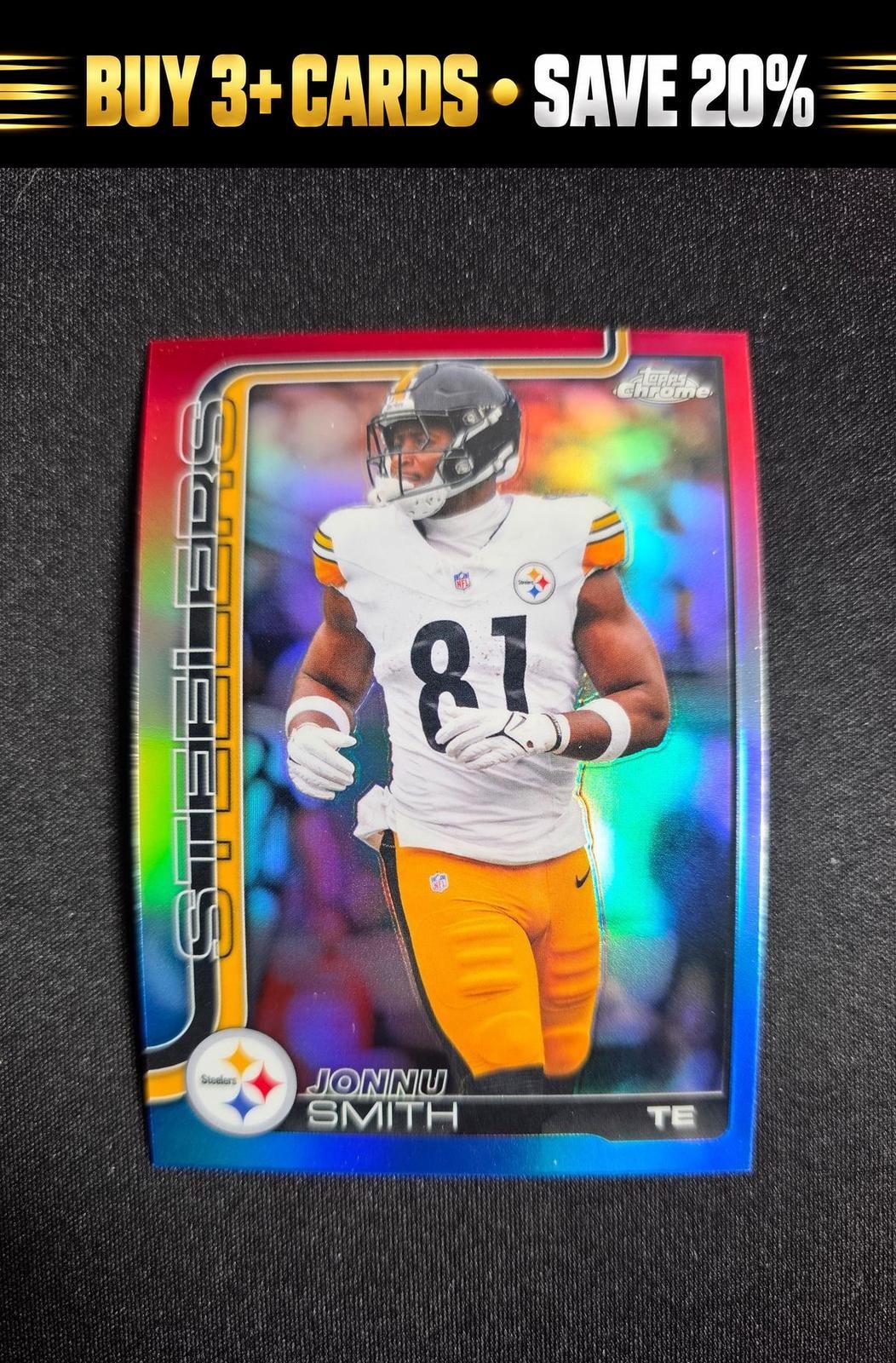 2025 Topps Chrome Jonnu Smith #257 Red White and Blue Refractor Steelers