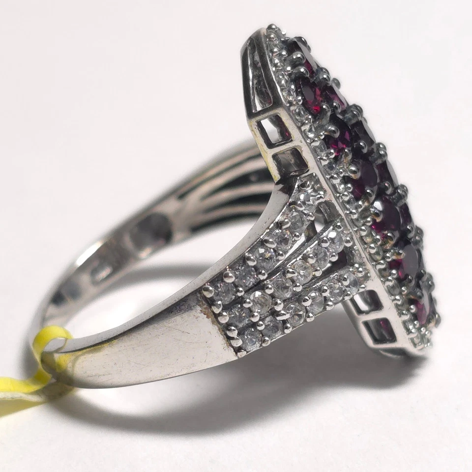 Anillo de plata 925 enchapado en platino y circón granate hormiguero STS talla 10 Foto 3 de 4