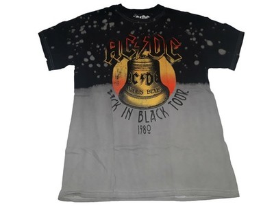 AC/DC BACK IN BLACK Hells Bell Tour 1980 Rock Band Tie-Dye Shirt Men's SMALL NEW