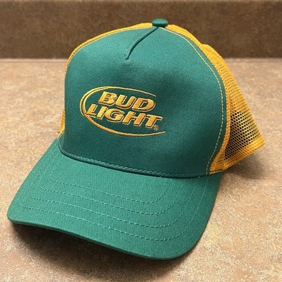 BUD LIGHT BEER Snapback Trucker Hat - Green & Yellow Advertising Cap
