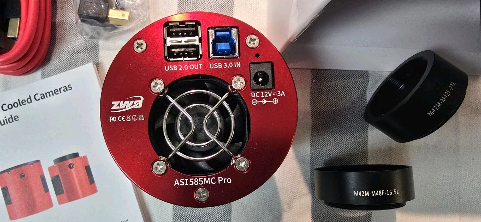 ZWO ASI585MC Pro Deep-Sky Astronomy Camera, ASI Air Mini, guide scope and camera