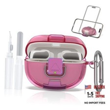 for Bose Ultra Open Earbuds Case with Secure Lock Phone Stand, Soft Deep Rose