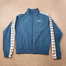 Adidas Mens Track Jacket Small Blue Trefoil Firebird Originals SST Shell Taped