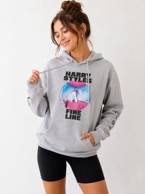 Harry Styles Fine Line Hoodie Womens XS Gray Graphic Sweatshirt Concert Tour