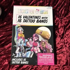 Monster High 16 Valentines with Tattoo Bands