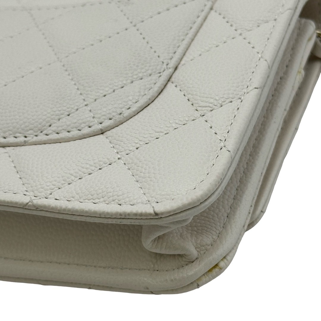 CHANEL Matelass Chain Wallet AP0250 No. 31 White Gold Hardware Caviar Skin Ladie image 8