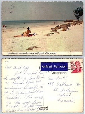 Vintage Florida White Beaches Postcard 1979 Plastichrome Sunbathers St