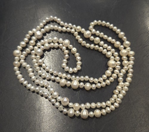 48" Cream Color Freshwater Cultured Pearl Necklace 4-9mm Continuous Strand 