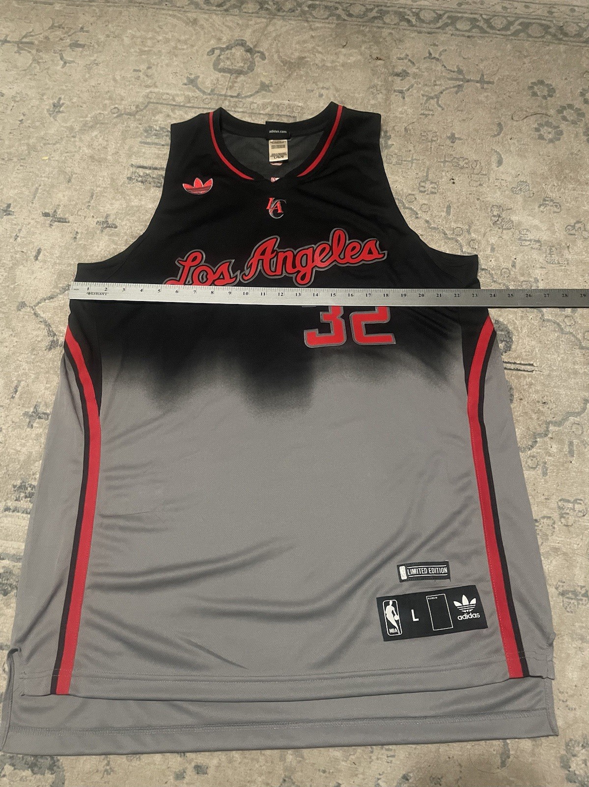 adidas Los Angeles Clippers #32 NBA Basketball Jersey Size L Black Gray Red thumbnail 4