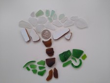 GENUINE BAHAMAS BEACH SEA GLASS AND POTTERY LOT SURF TUMBLED