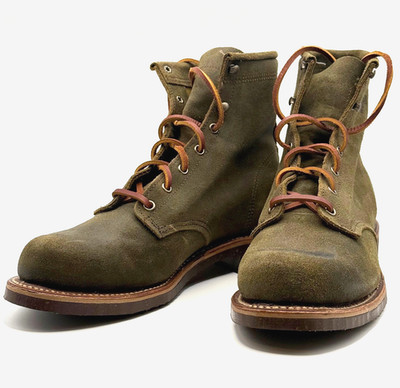 Schott NYC BT24 Service Boot Olive 9D - Worn 1x - Made in USA - Vibram - GYW
