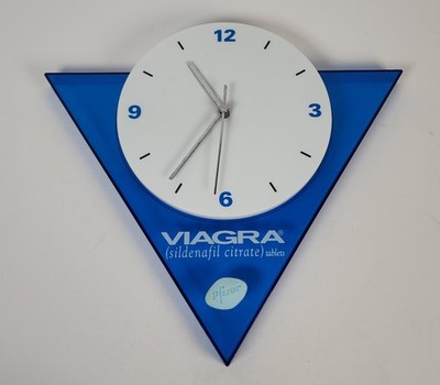 Vtg Viagra Pfizer Promotional Wall Clock Drug Rep Advertising Pharma Blue Pill