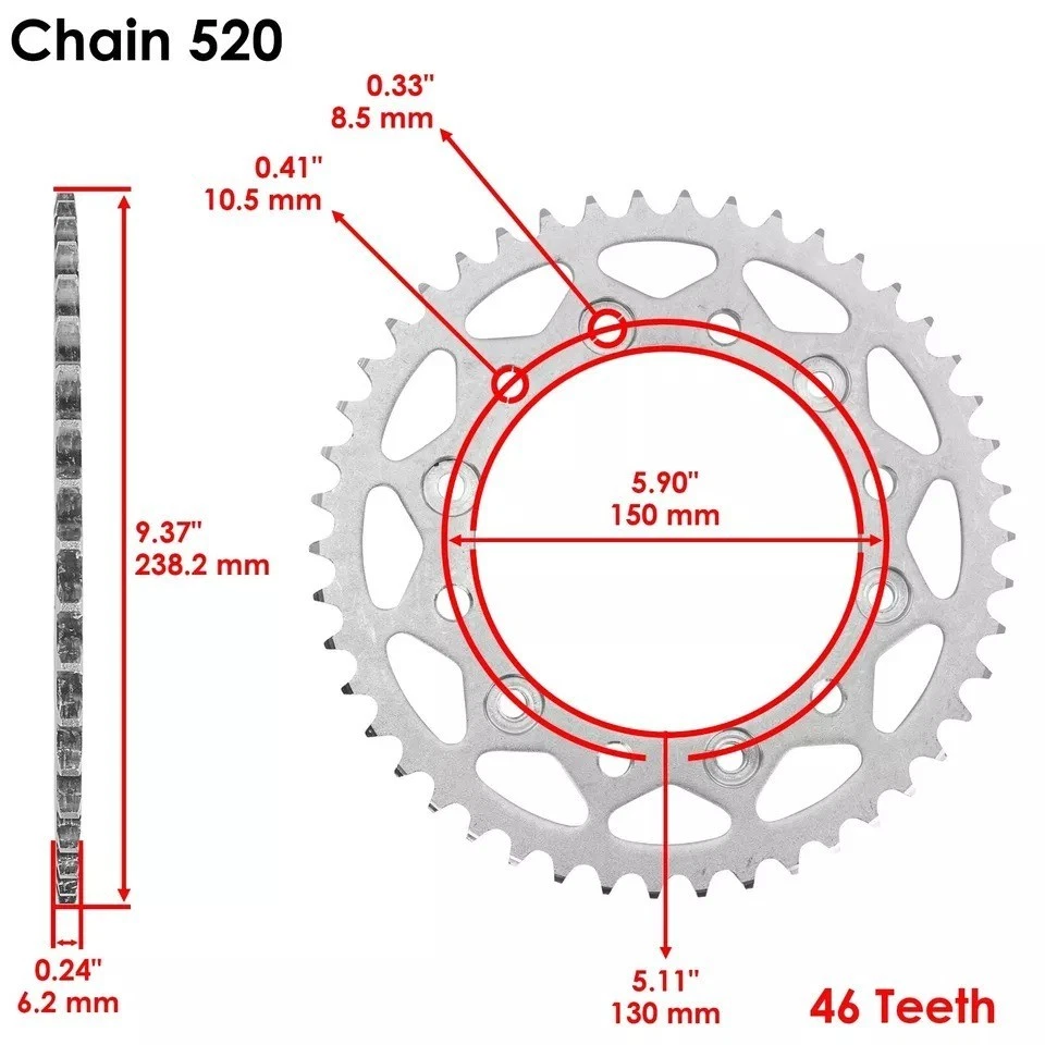 Kit de cadena de transmisión y piñón para Yamaha FZ-6 2009 / FZ-6R 2009-2016 2017 Foto 3 de 4