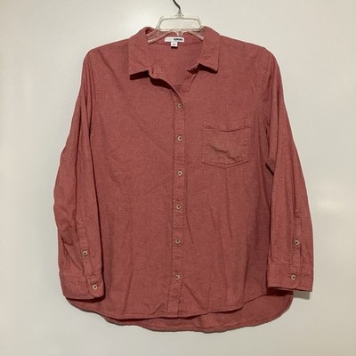 Sonoma Flannel Button Front Shirt Women's XL Pink 100% Cotton Outdoors Lodge