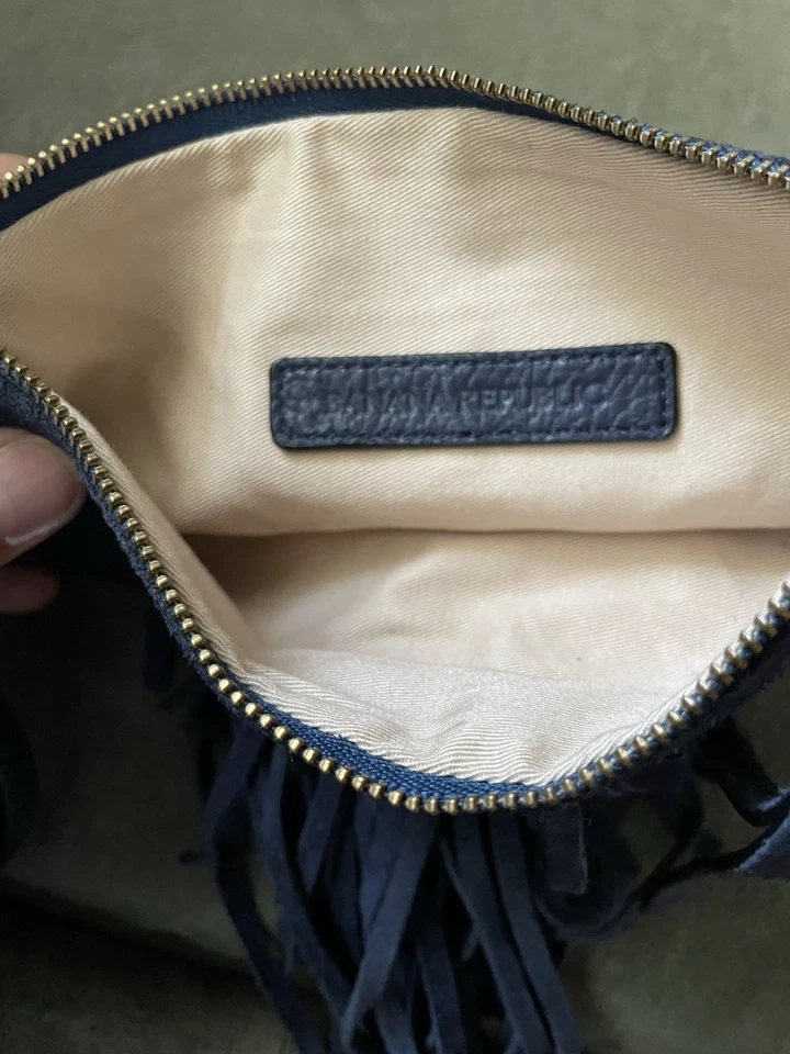 Итальянская замша темно-синий бахрома сумка клатч банановая республика - Изображение 4 из 4