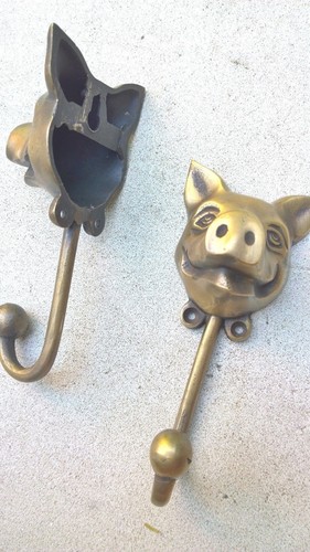 2 GANCHOS DE CERDO PESADOS MONTADOS EN LA PARED ABRIGO ESTILO ANTIGUO BOLSA ANIMAL 6" PERCHA - Imagen 12 de 12