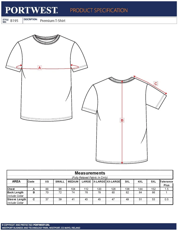 Portwest Turin Premium T-Shirt 100% Cotton - Image 4 of 4