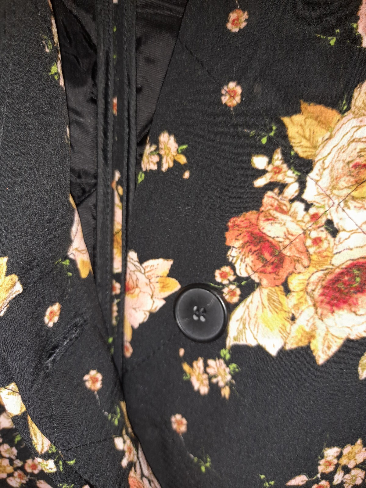 Zara Basic Outerware Black With Orange Roses 🌹 Q… - image 4