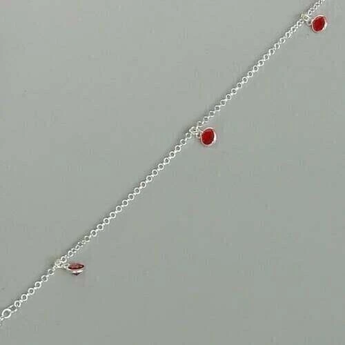 Anklet 1.20Ct Created Red Ruby Charm Women's Wedding Gift 14K White Gold Finish - Image 2 of 3