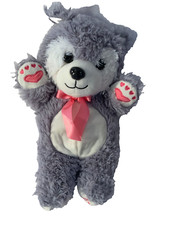 Weighted bear with 3 lbs, Plush Stuffed Animal, grey hearts, washable buddy