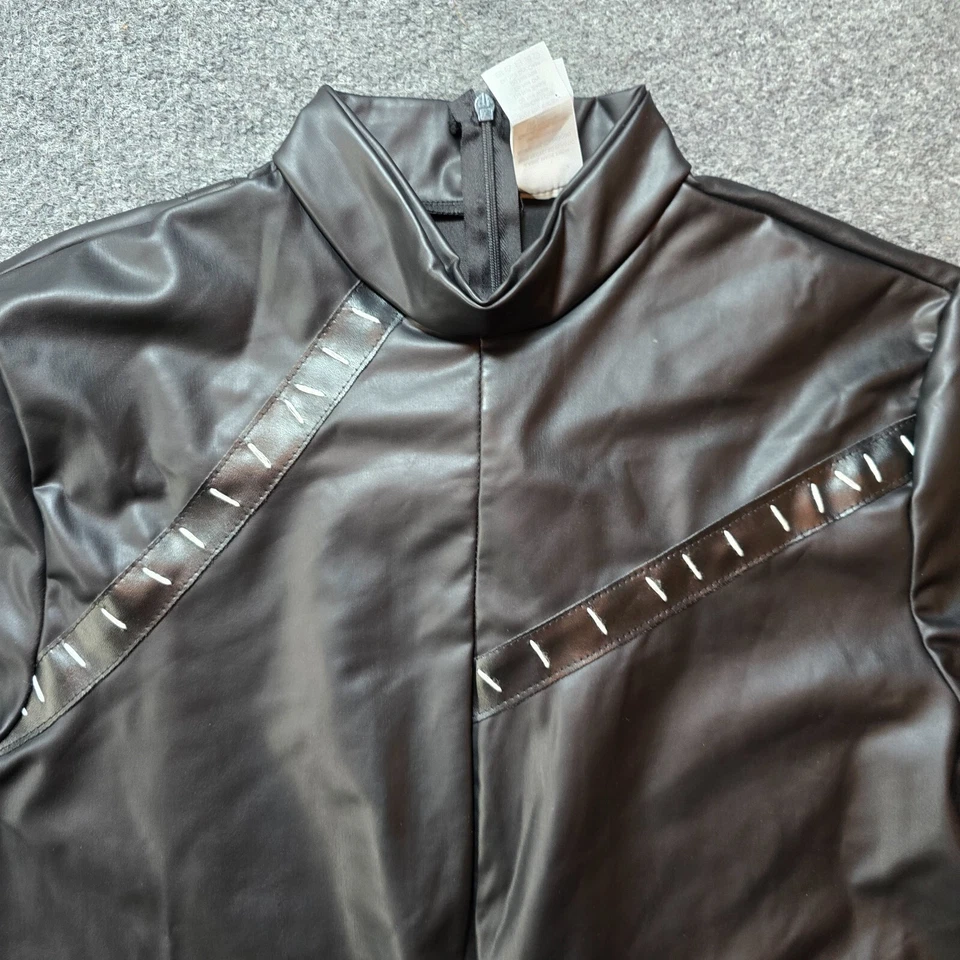 Disfraz DC Marvel para mujer grande Catwoman mono negro imitación cuero cremallera elástico Foto 4 de 4