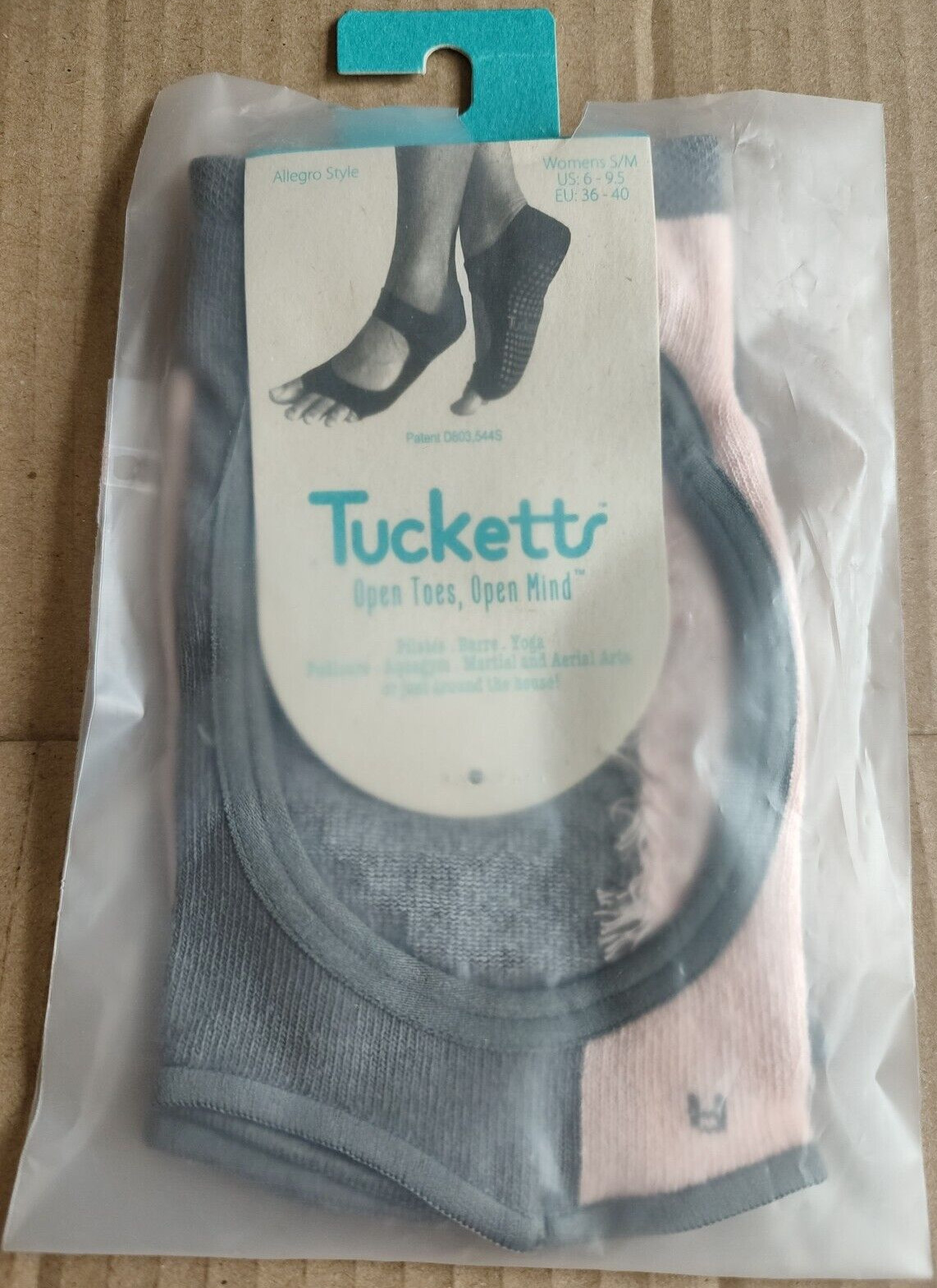 Tucketts Allegro Style Toeless Non-slip Grip Socks S/M EU 36-40 UK 3.5-6.5 Yoga