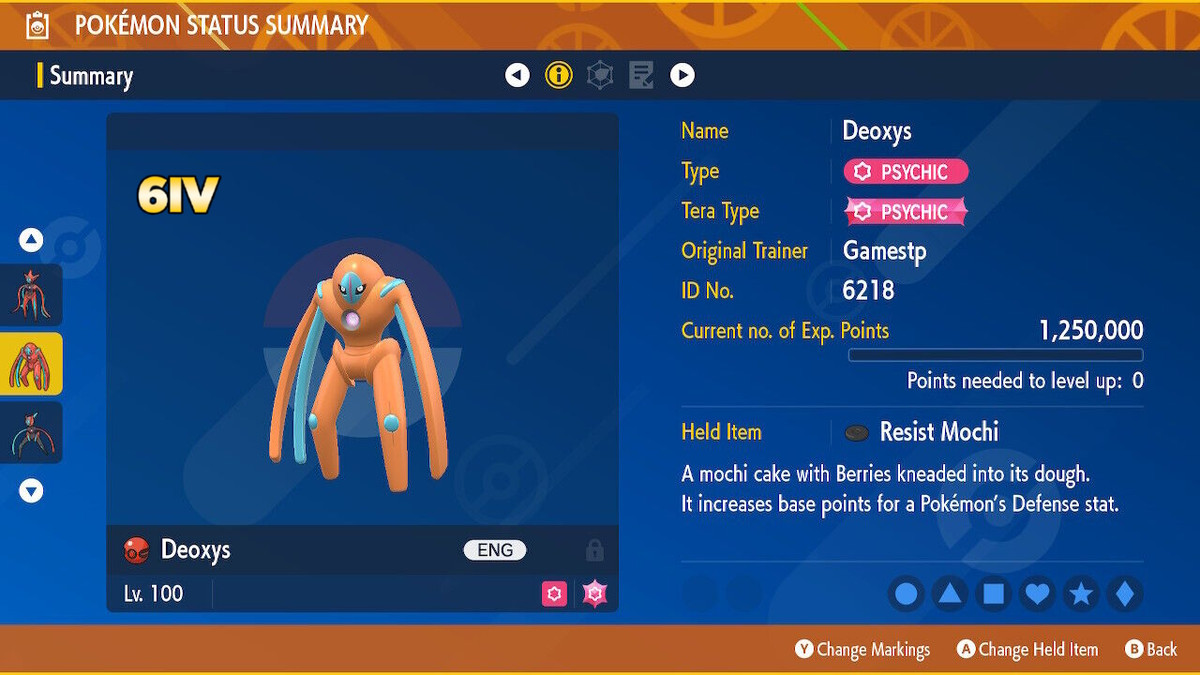 Pokémon Deoxys Evento Plasma Americano 6IV - Per Pokémon Scarlatto E Violetto Su Nintendo Switch, Competitivo