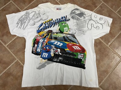 Vintage 2004 Elliott Sadler M&M s Candyman NASCAR Full Print Shirt Mens 2XL