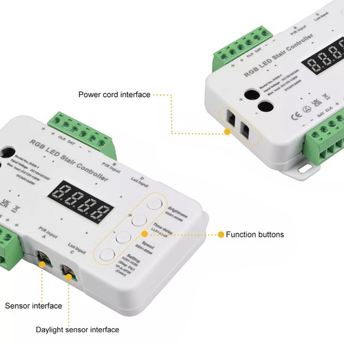 RGB LED Stair Lighting Controller Full Kit Daylight/Motion Sensor Main Wiring - Picture 8 of 14