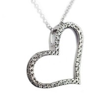 925 Sterling Silver High Quality Cubic Zirconia Open Heart Charm Pendant