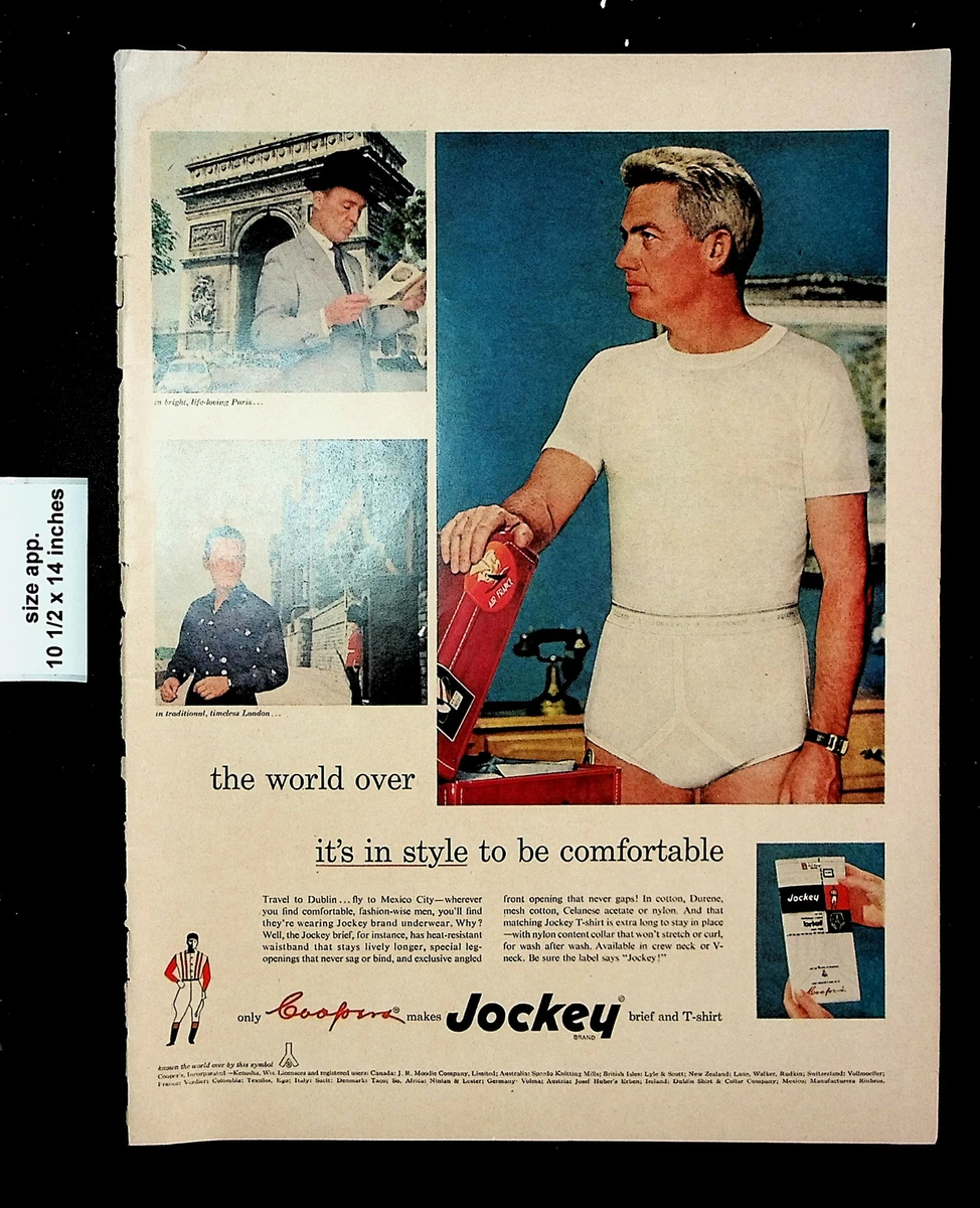 1955 Jockey Brief Tshirt Men's Underwear Fashion Vintage Print Ad