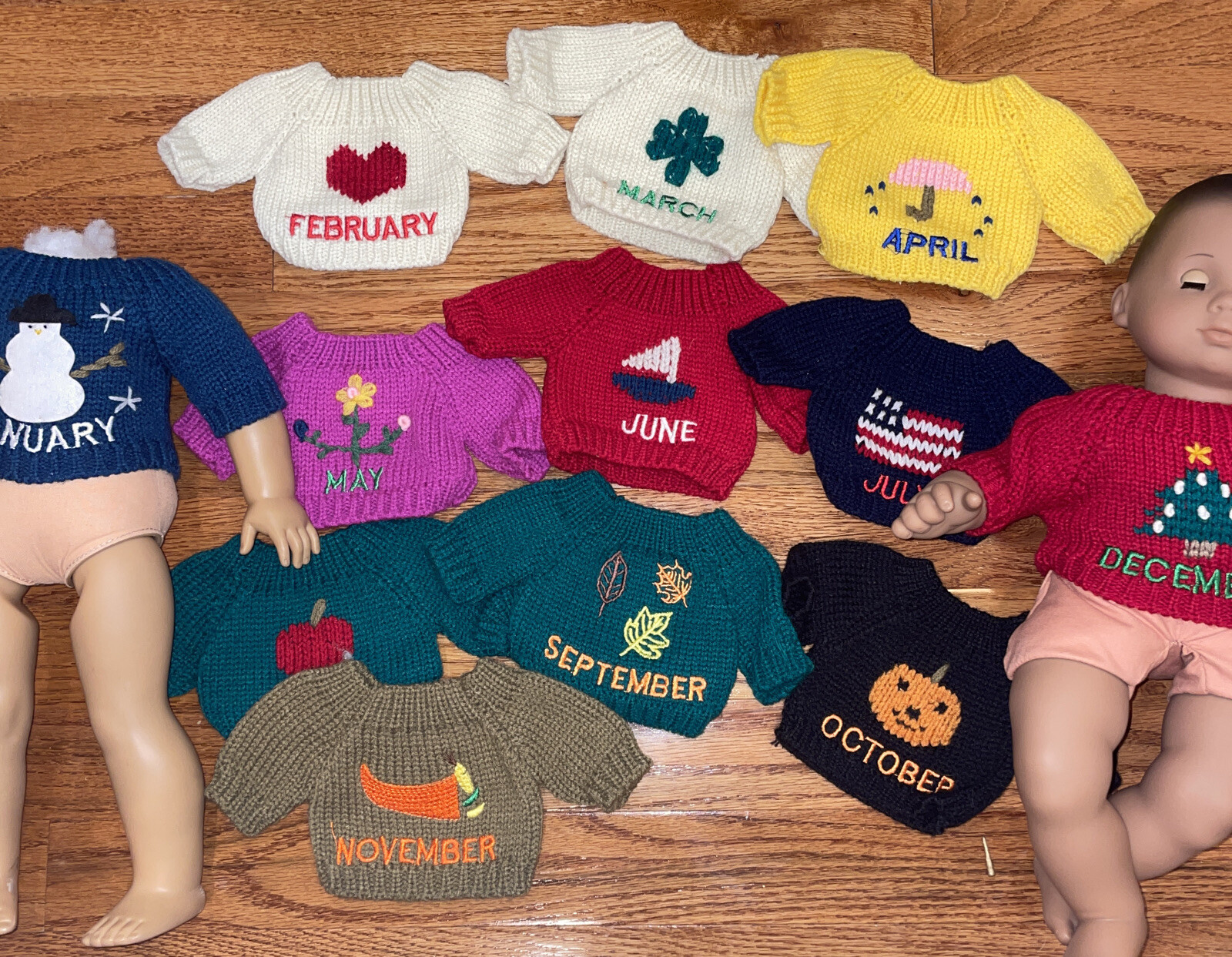 18" Doll Sweaters That Fit American Girl Or Bitty Baby Lot Of 12 New