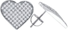Sterling Silver Stud Heart Earrings Cubic Zirconia 11mm